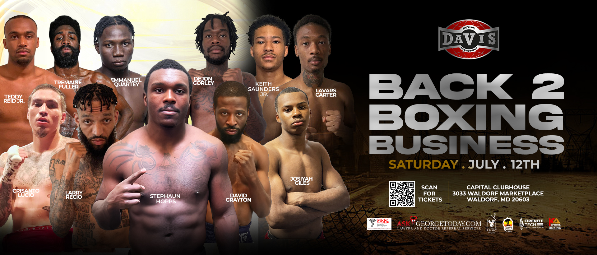 Davis Boxing Promotions Presents ' Back To Boxing Business ' Event In Maryland.